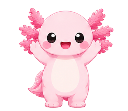 Happy adult axolotl waving hello