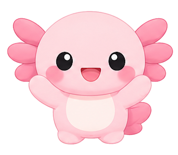 A happy baby axolotl companion